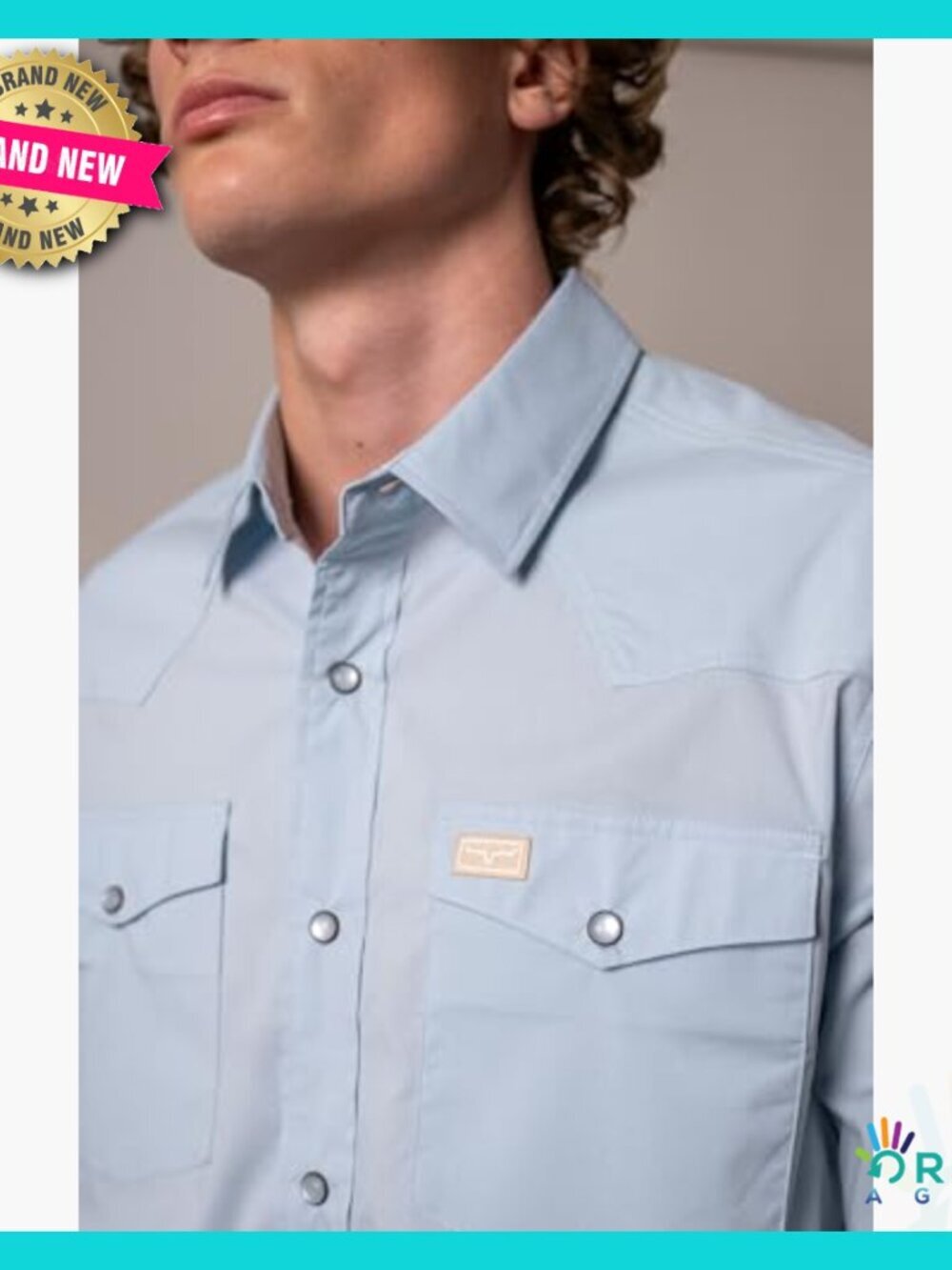 Light Blue Western Pearl Snap Short Sleeve Dress Shirt Classic Adjustable Fit - Picture 5 of 5